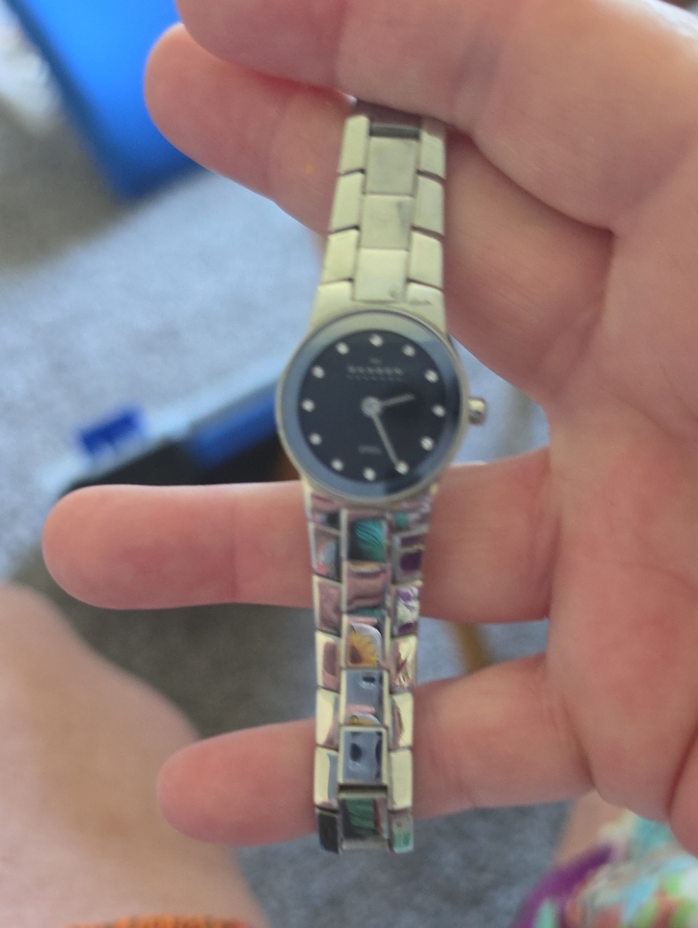 Skagen Silver Bracelet Watch with Black Dial